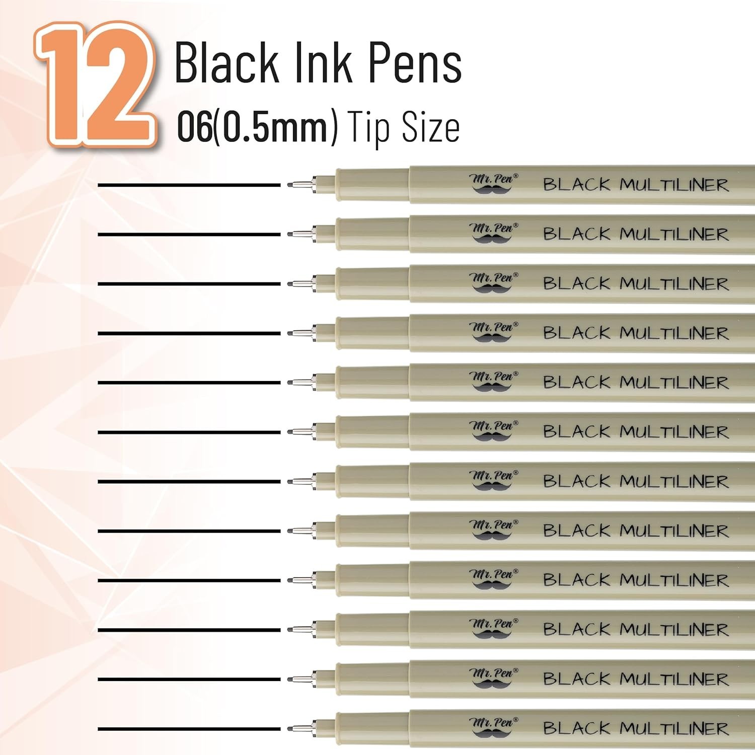 Precision 0.5mm Black Fineliners – Ideal for Sketching & Journaling, 12 Pack