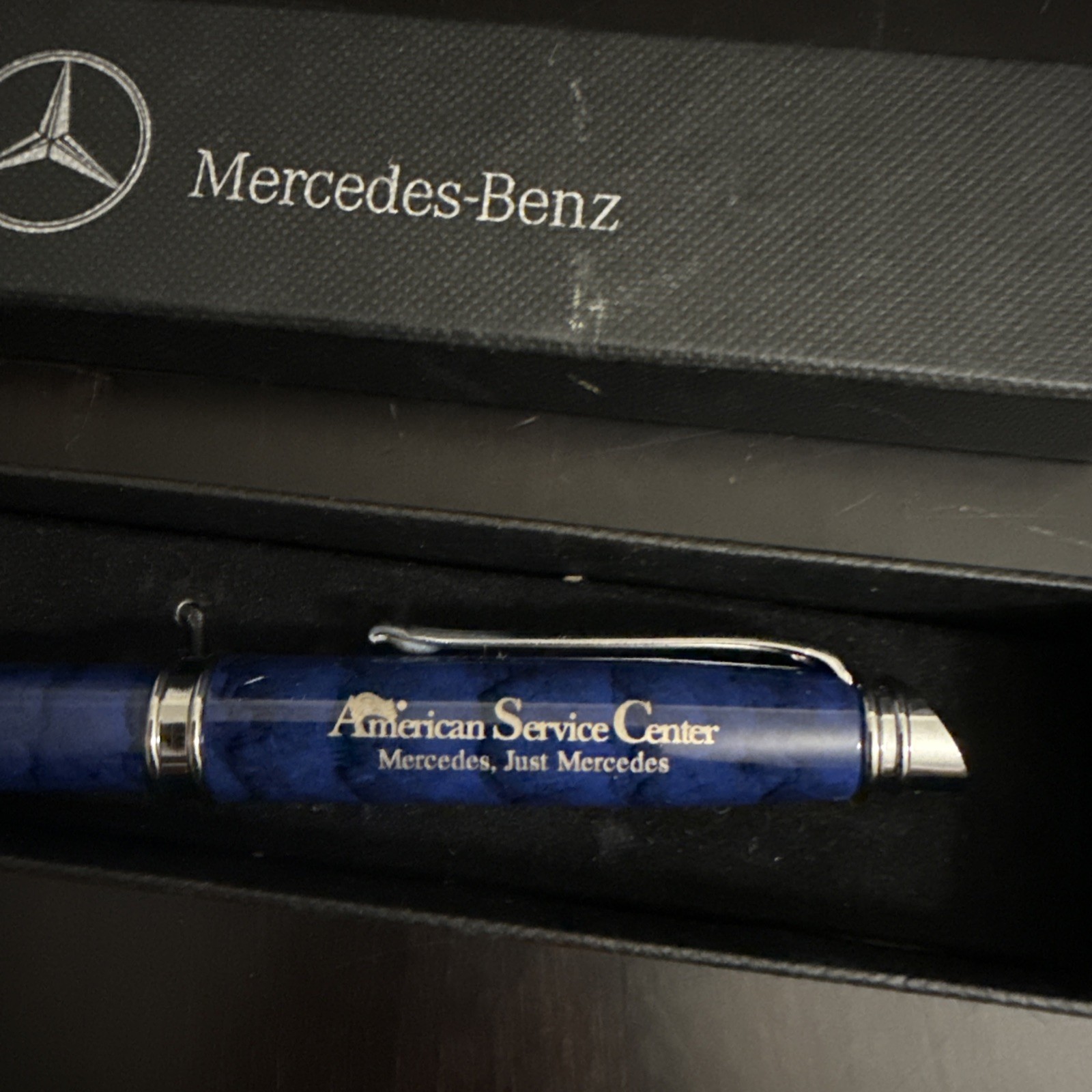 Advertising Mercedes Benz Ballpoint Pen Blue Silver American Service Center