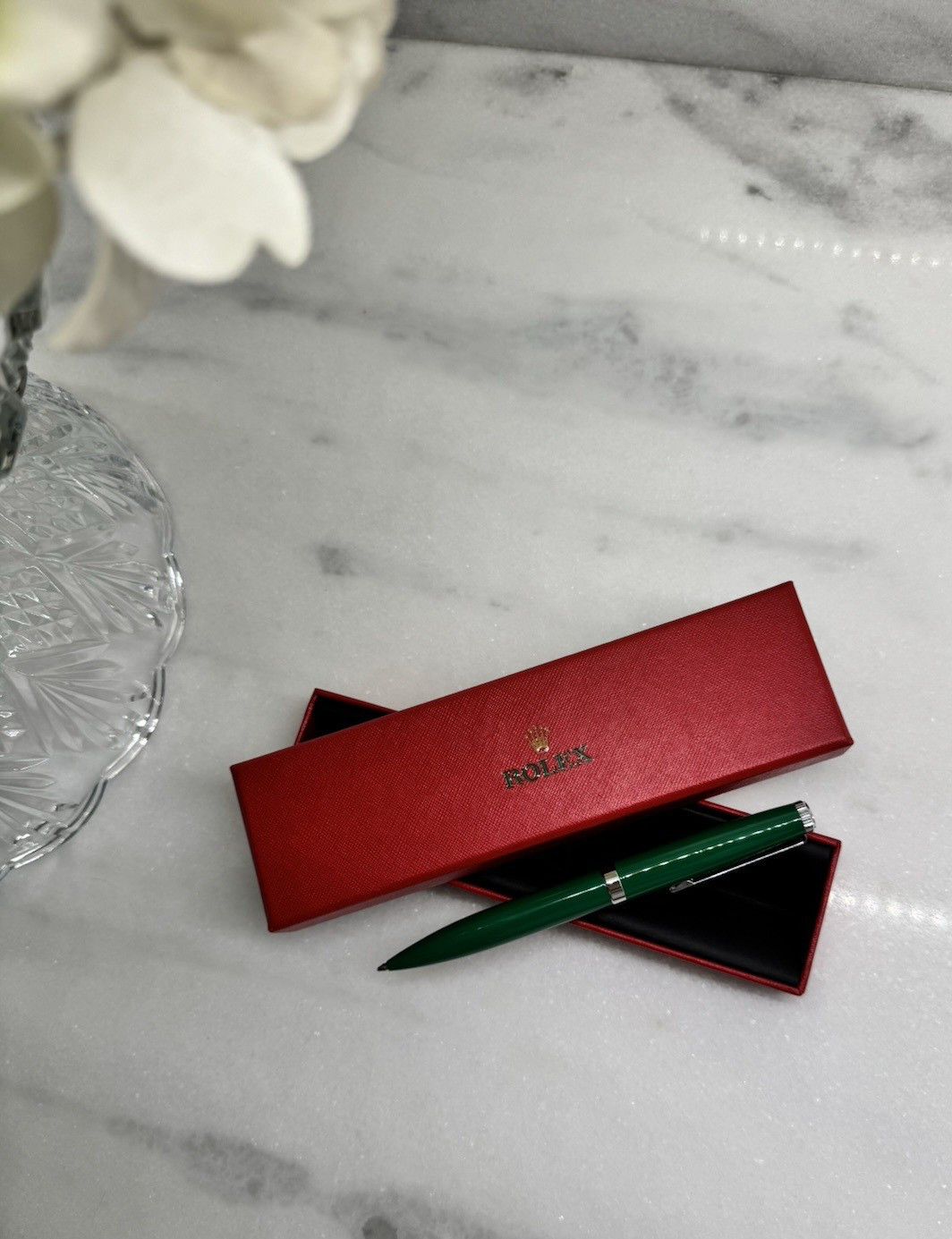 FABULOUS GIFT! Rolex Green Emerald Emblem Twist Ballpoint Pen VIP Gift
