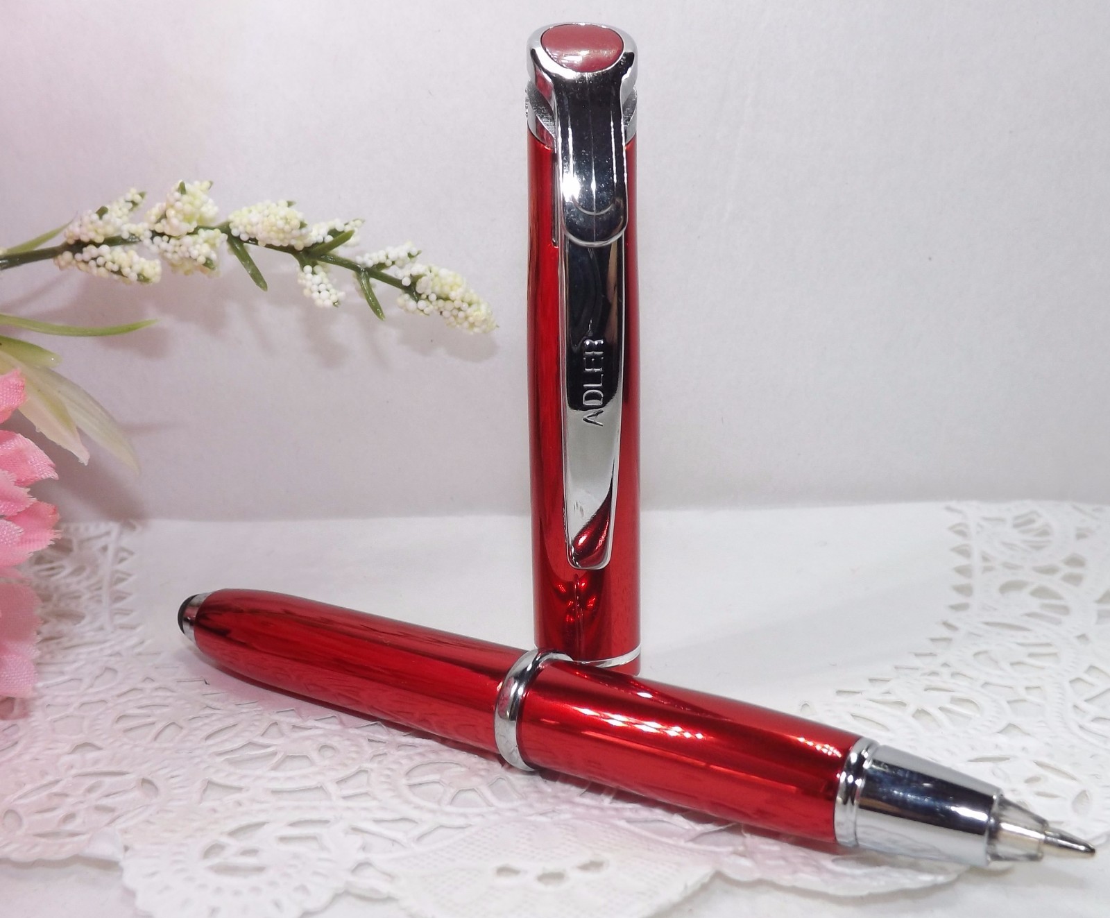 3 in 1 Medina Lighted Tip Red Stylus LED Flashlight Pen by Adler (HIGH QUALITY)