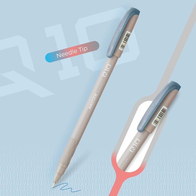 Hauser Q10 Ball Pen Comfortable Rubber Grip For Smudge Free Writing With FS