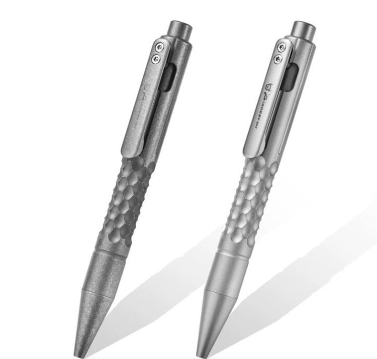 TwoSun TS-Pen09-Stonewash Checkered Tactical Titanium Push Button Mechanism Pen