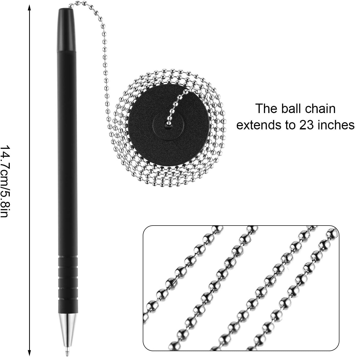 14 Pieces Secure Pen with Chain and Adhesive Pen Holder Reception Counter Bal…