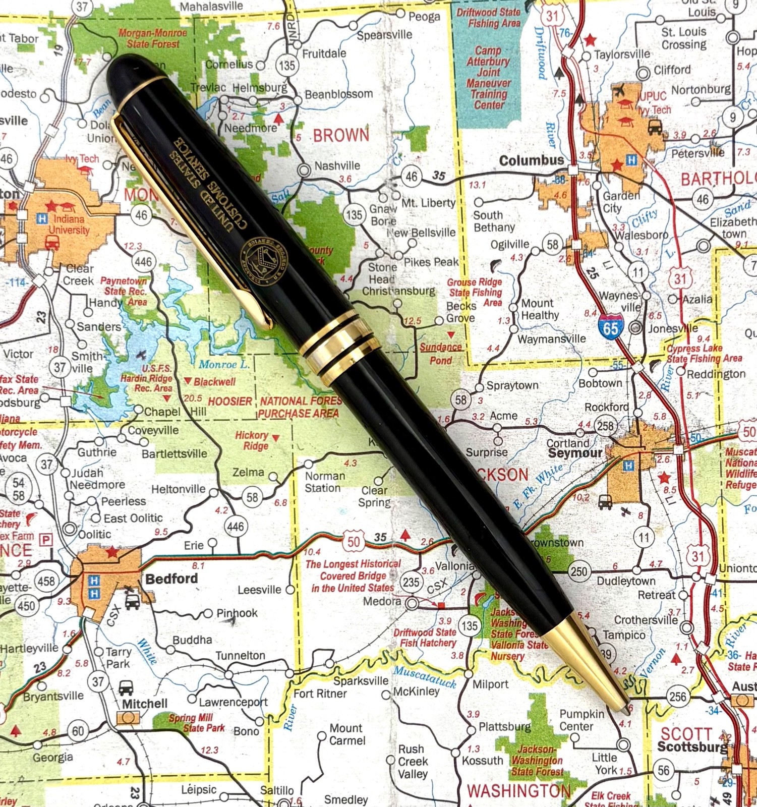 United States Customs Service Ballpoint Pen, Black plastic w/ Gold Plated Trim