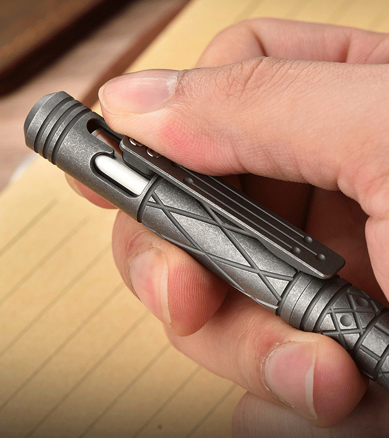 EDC Titanium Pocket Ball Pen Office Signature Working Stationery w/ 5 G2 Refills