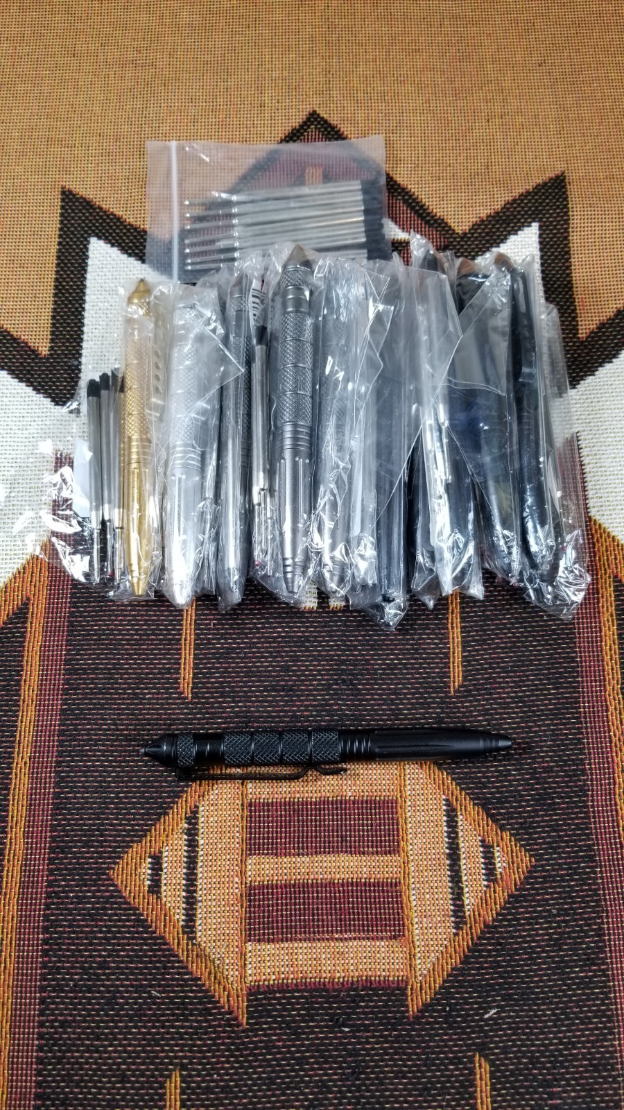 Lot of 16 Black Tactical Ballpoint Tungsten Glass Breaker Handwriting Pen Bundle