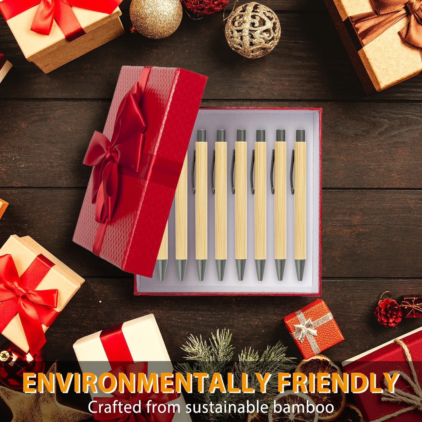 lyforx 200 Pack Bamboo Pens Bulk Wooden Bamboo Pens Engraving Wooden Ballpoint