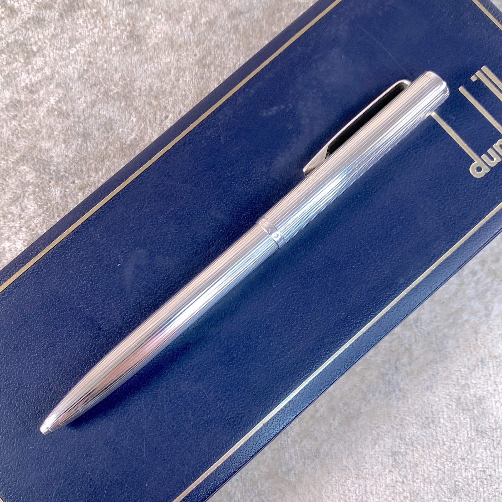 Vintage Dunhill Ballpoint Pen 925 Sterling Silver with Case