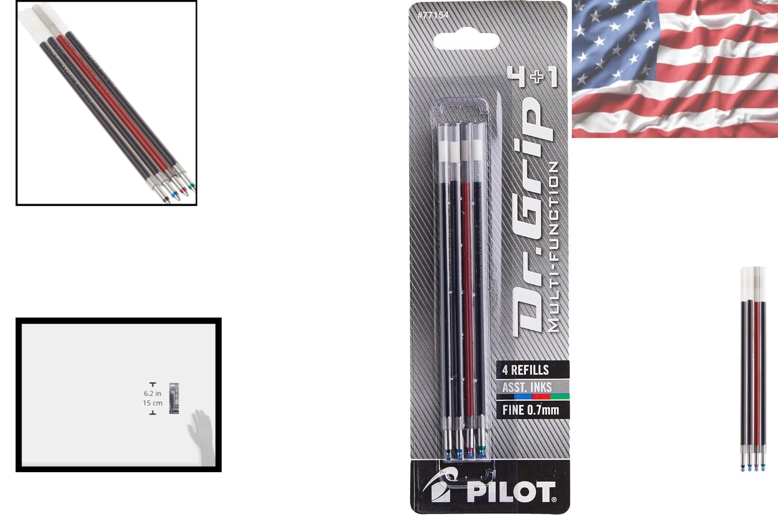 Versatile 4-Pack Dr. Grip Ink Refills – Fine Point, Black, Red, Blue, Green
