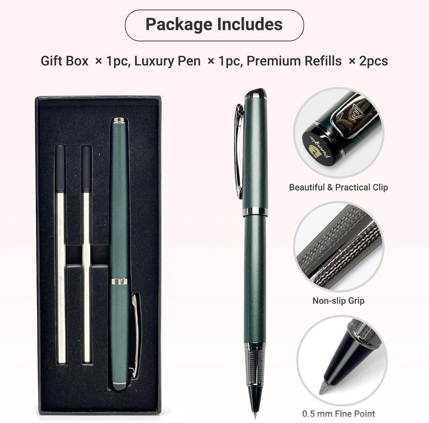 Luxury Rollerball Pen, Black Ink, Fine Point, Unisex, Professional Writing Pe…