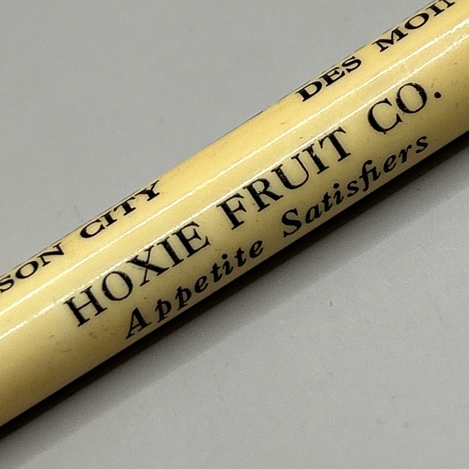 VTG Scripto Grease Pencil Crayon HOXIE FRUIT CO. Waterloo Mason City Des Moines