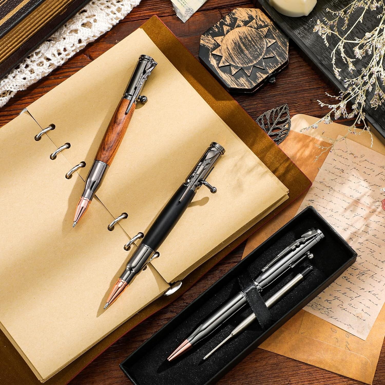 3 Sets Bullet Pens for Men Bolt Pen Bullet Pen for Pen Lover with Pen Gift Bo…