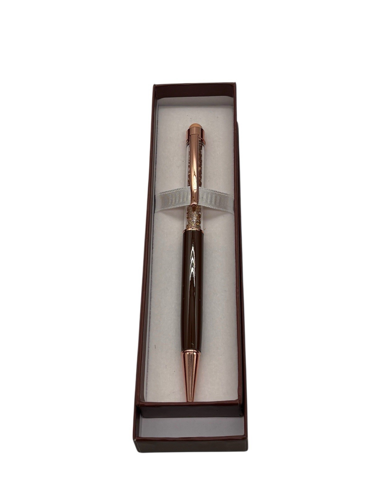 Collectibile LeVian Brown Diamond Themed Crystal Pen With Stylus Tip + Pen Box