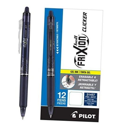 , FriXion Clicker Erasable Gel Pens, Fine Point Pens 0.7 12 Count (Pack of 1)
