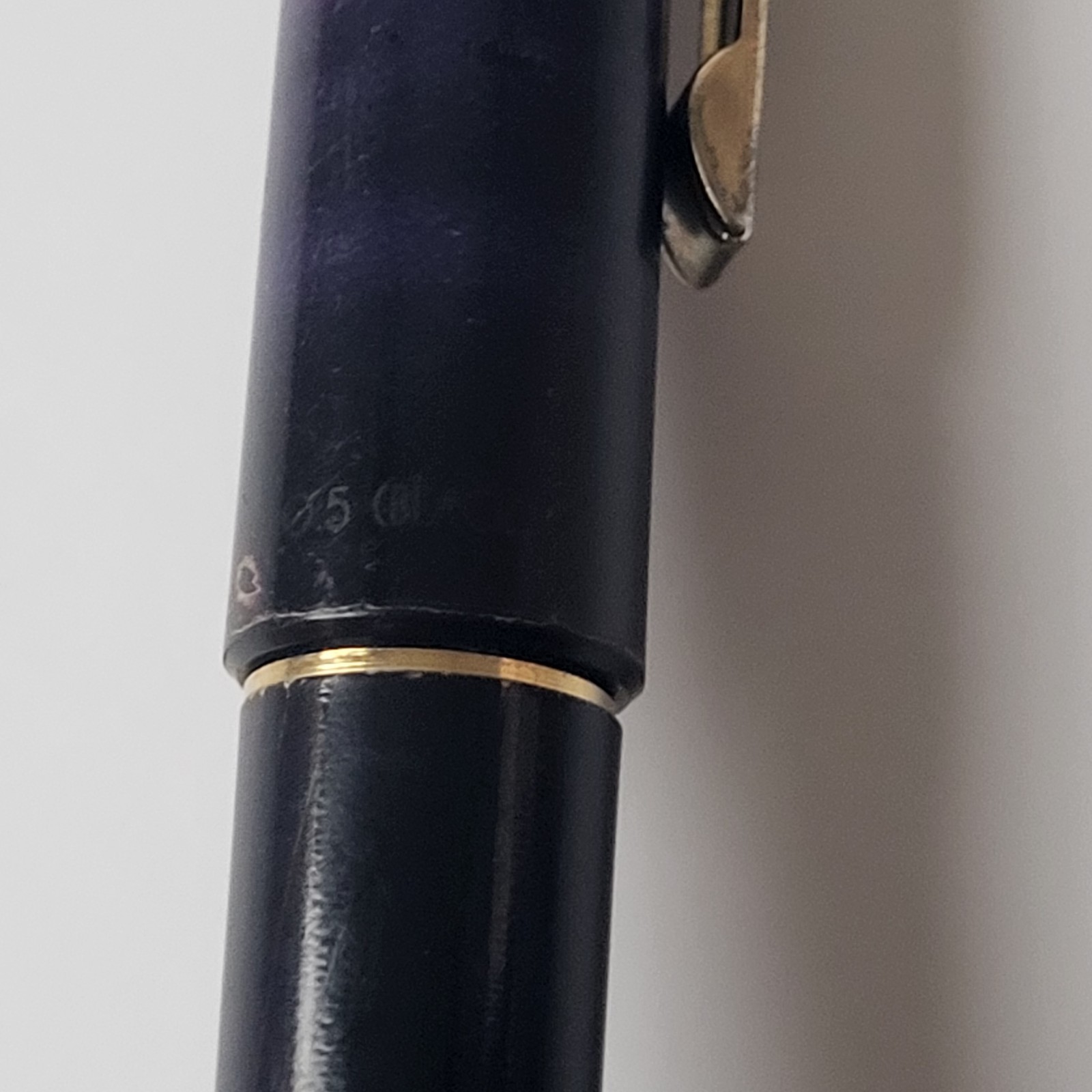 Vintage Micro Ceramic .5mm Ball Point Pen Purple Black Colors Gold Trim Montana