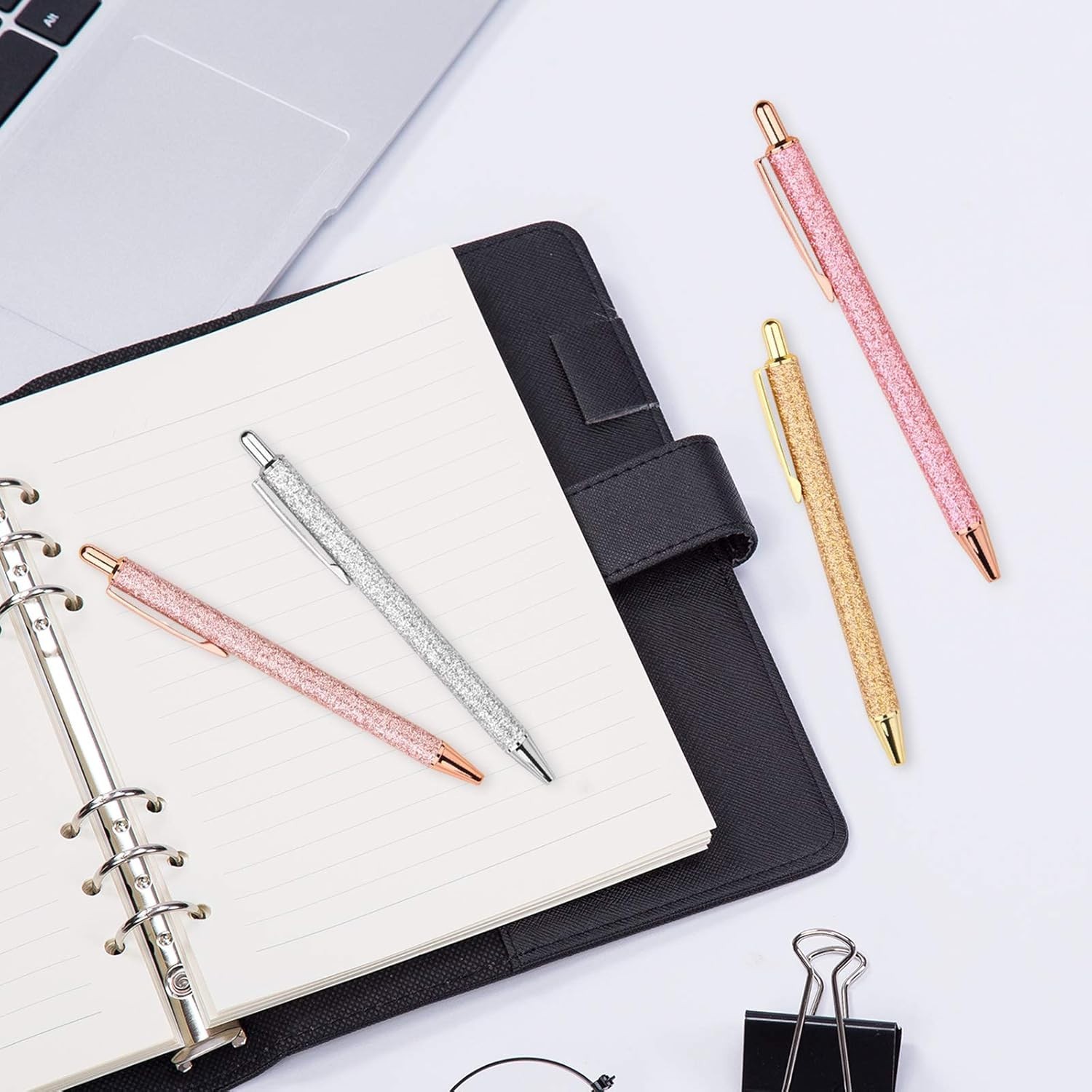 Luxury Retractable Ballpoint Pens – 4 Pcs Set, Waterproof Black Ink for All Ages
