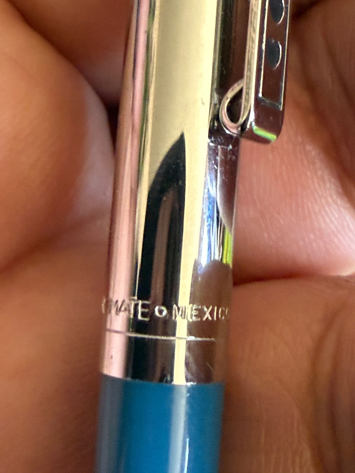 VTG 90s BLUE Paper Mate Double Heart Profile Ball Pen Slim Grip Mexico Blue Ink
