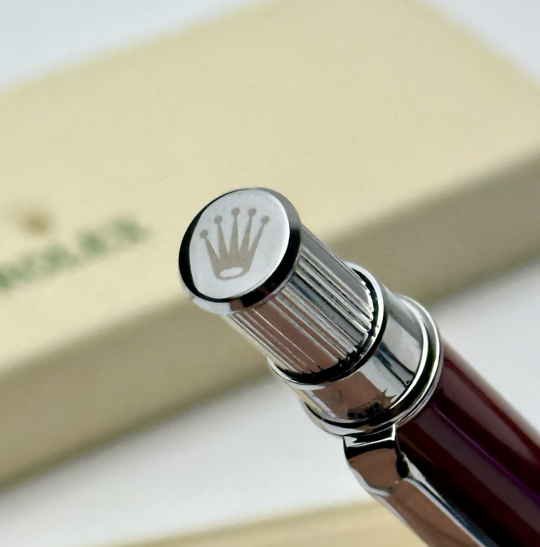 Rolex Red Oyster Ballpoint Pen Silver Trim Luxury Writing Instrument Gift NIB