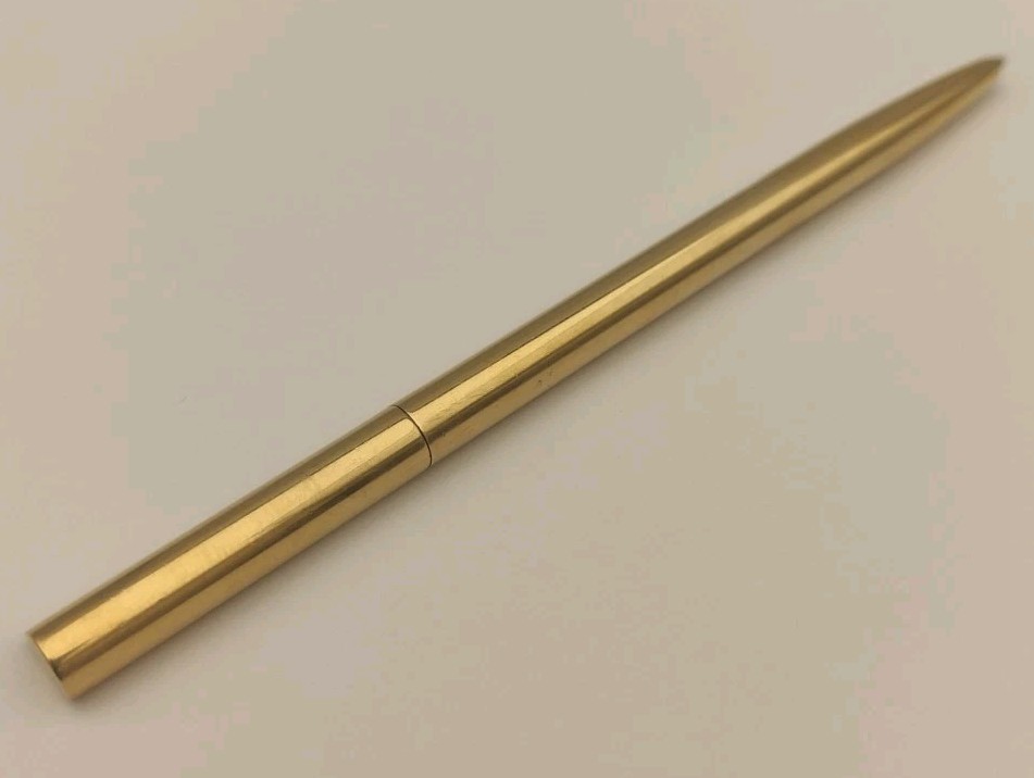 BULGARI Eccentric Gold Plated Ballpoint Pen (used) Long Version Good Condition