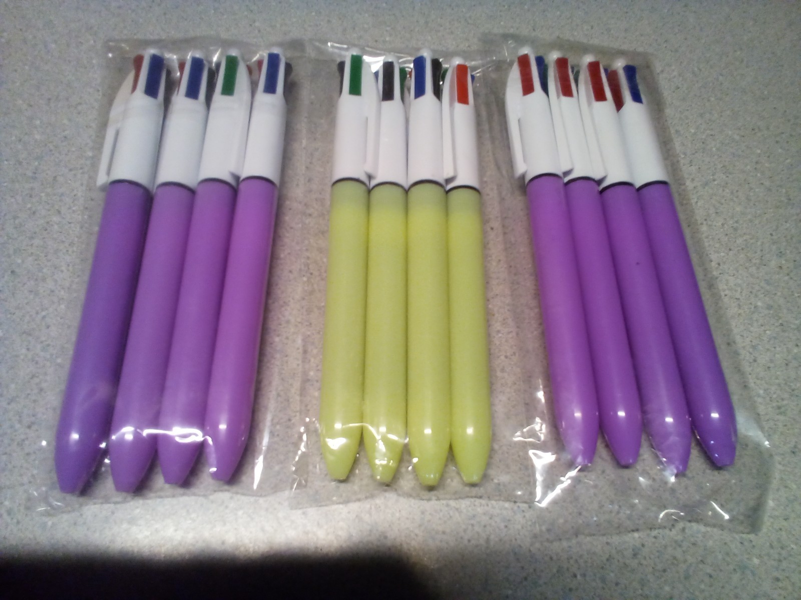 Set of 12 Lot 4 Color Ballpoint Pens Black Green Blue Red Medium TEACHERS NEW