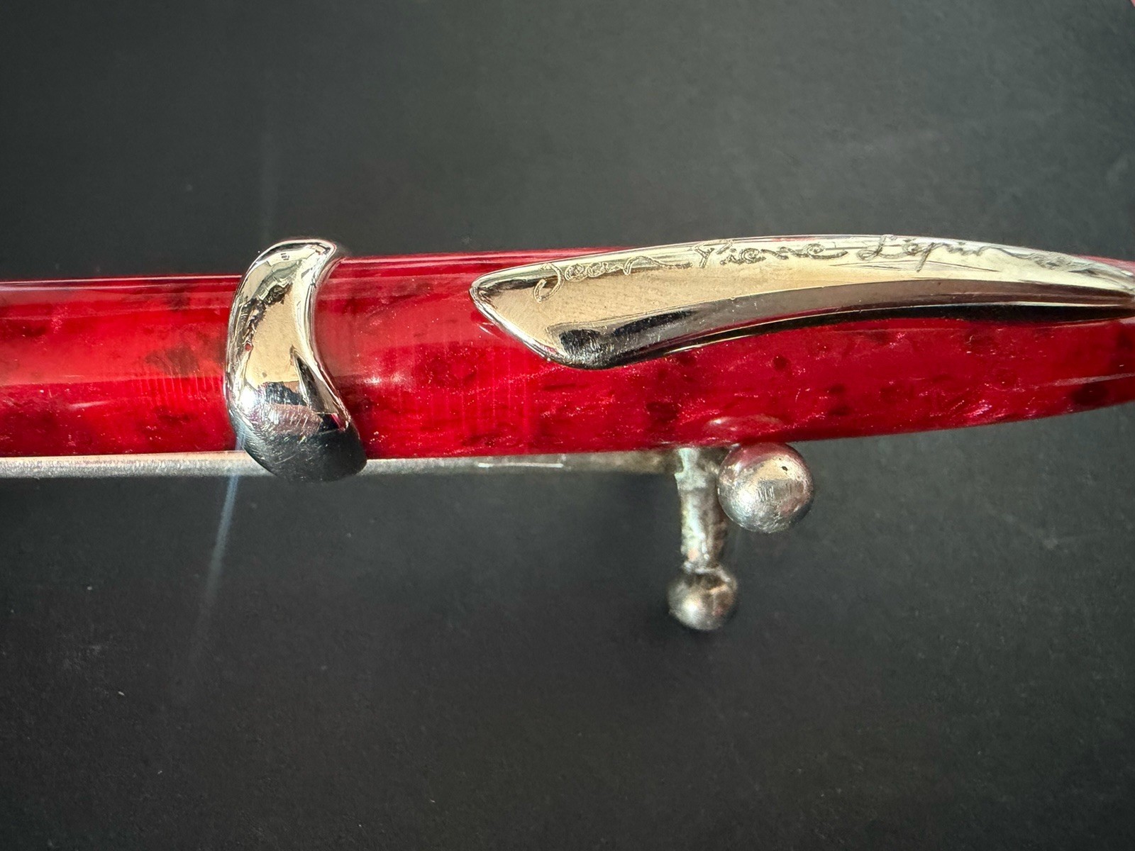 JEAN PIERRE LEPINE French Vintage Mother of Pearl Red Resin Rollerball Pen