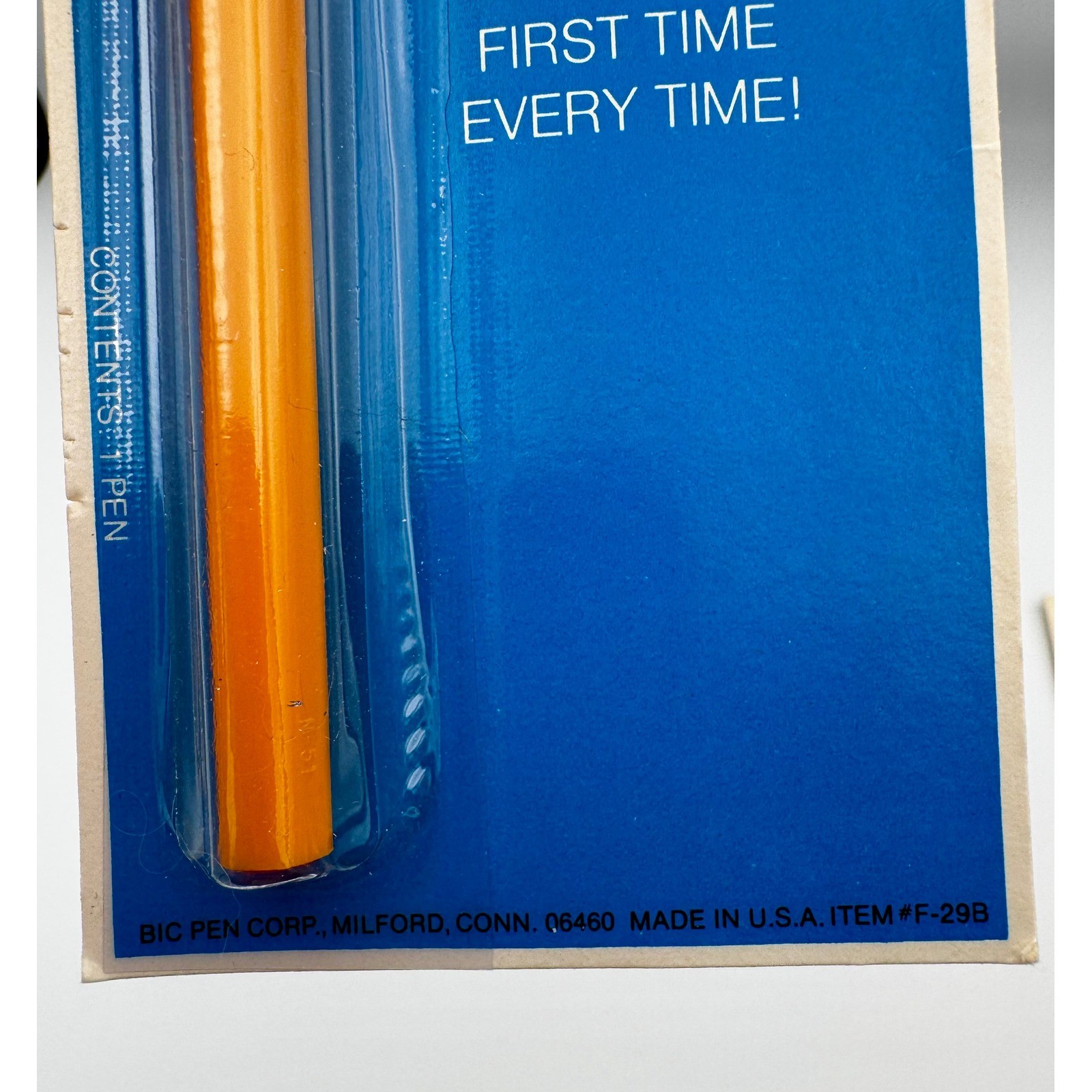 Vintage BIC Fine Point Ball Pen 29¢ F-25B Orange Barrel Maroon Cap Red Ink NOS