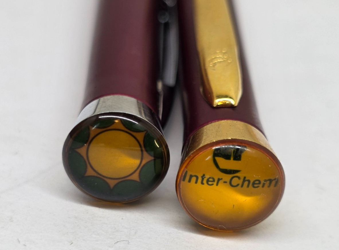 VTG Garland Heirloom Ball Point Pens Burgundy #66 Bubble Top Inter-Chem + Box