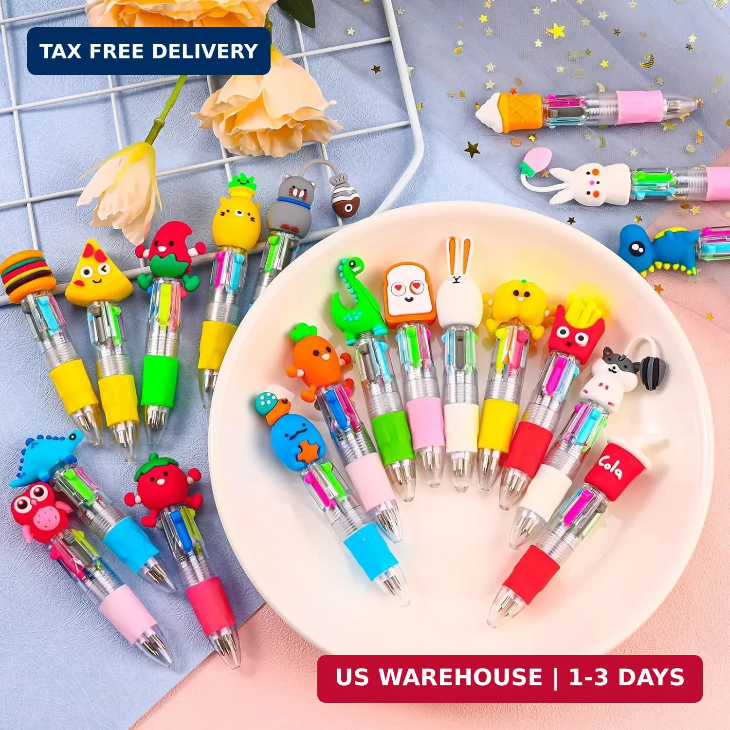 20Pcs Mini Multicolor Pens in One 4-in-1 Cute Pens Bulk for Kids, Fun Kawaii Bal