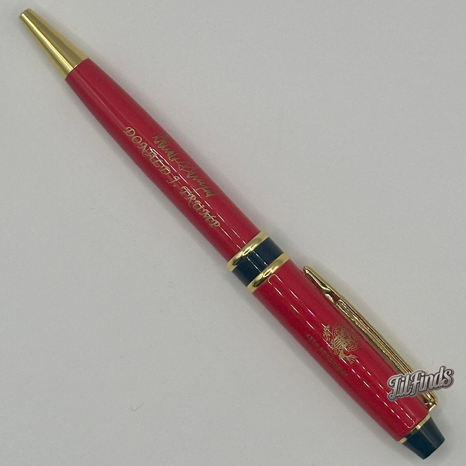 45th PRESIDENT TRUMP SIGNATURE PEN ENAMEL PLATED GOLD TRIM SEAL WHITE HOUSE