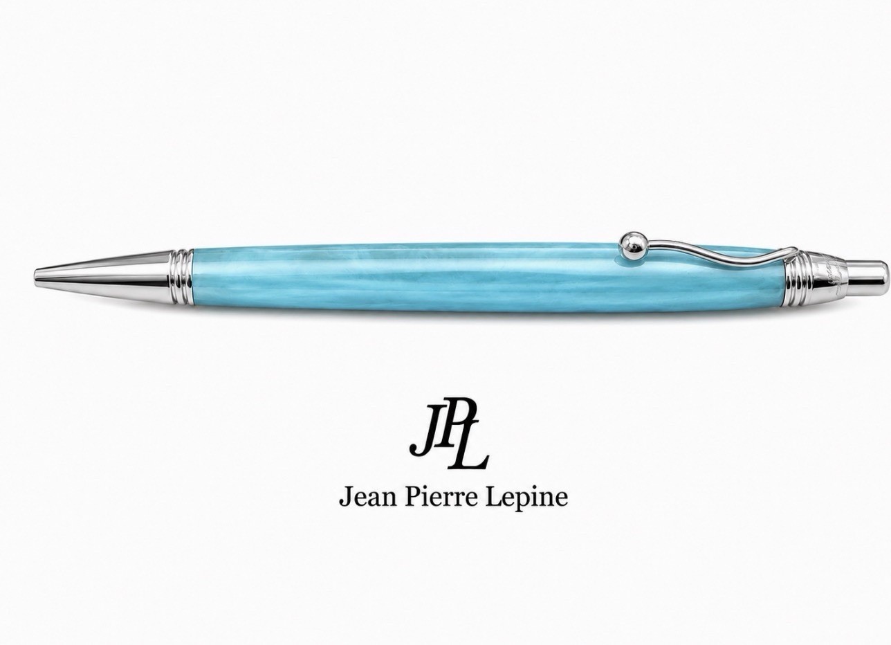 JEAN PIERRE LEPINE Turquoise Striped Indigo Ballpoint Pen France Vintage 1997