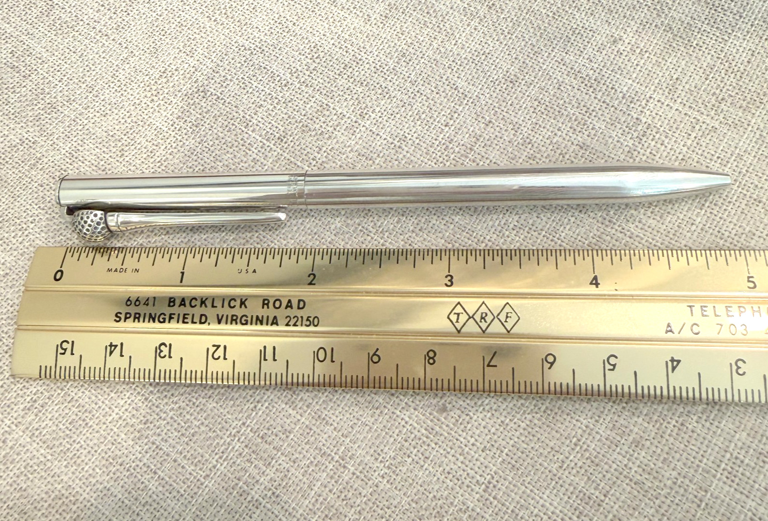 TIFFANY&CO. Sterling Silver 925 Golf Ball Clip Ballpoint Pen w/ Pouch