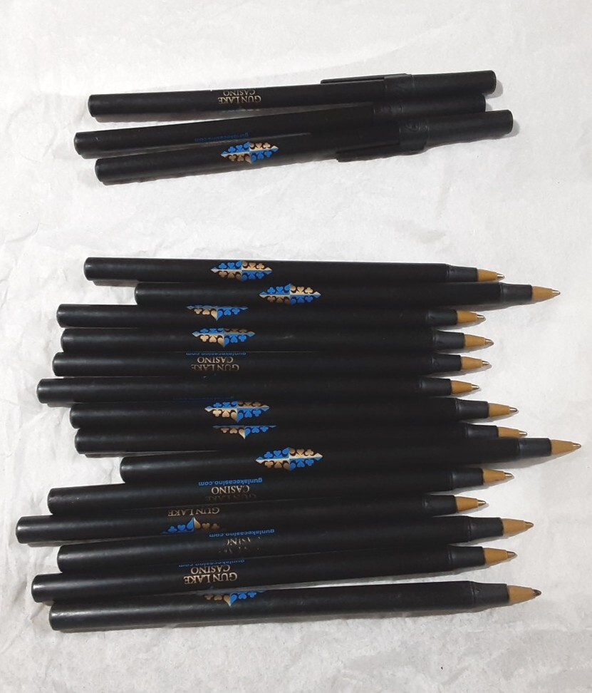 74 Lot Gun Lake Casino Michigan Black Bic 1st Year Open Pen Pens 60 W Caps 14 No