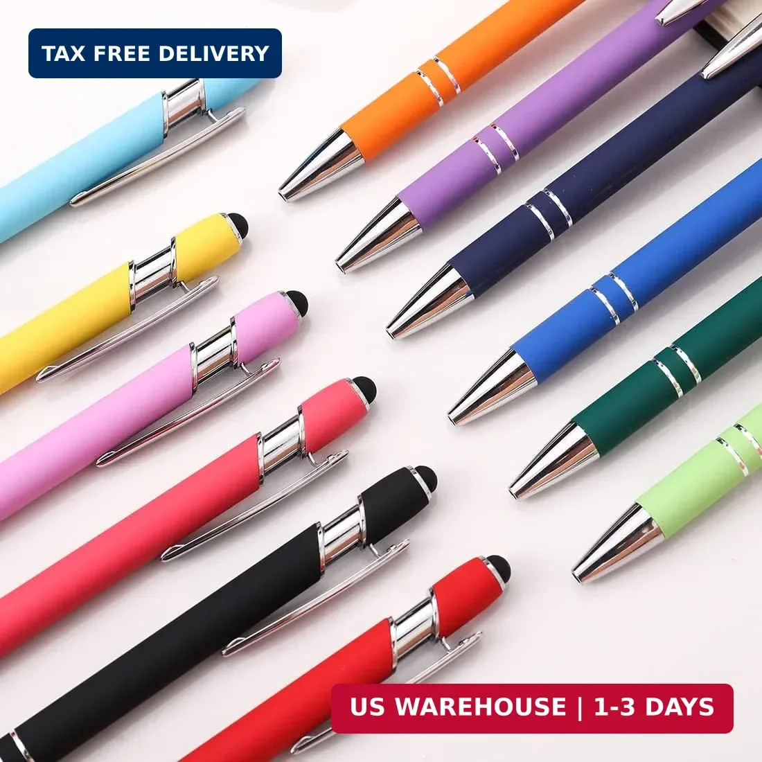 Ballpoint Pen with Stylus Tip, Soft Touch Click Metal Pen, 1.0mm Medium Point, B