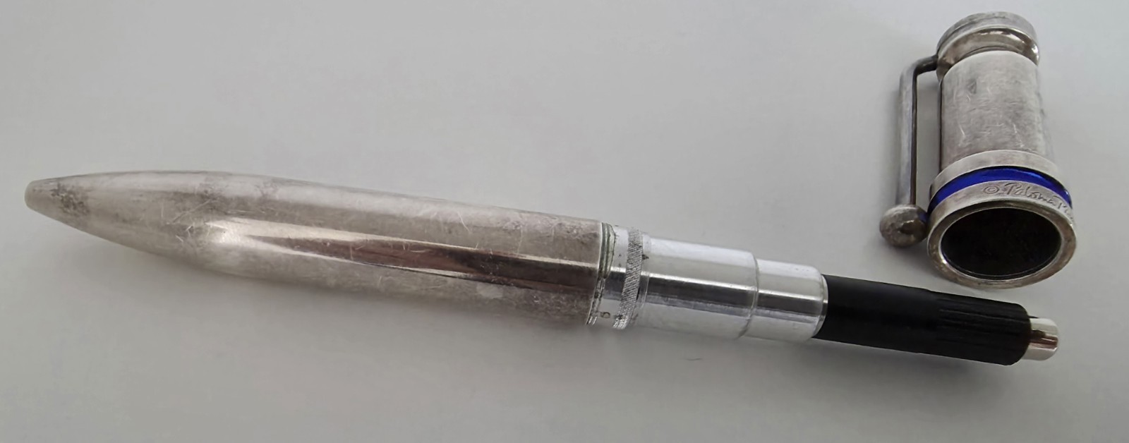 Tiffany Pablo Picasso Metal Ballpoint Pen Blue Enamel 925 Sterling Silver. Used