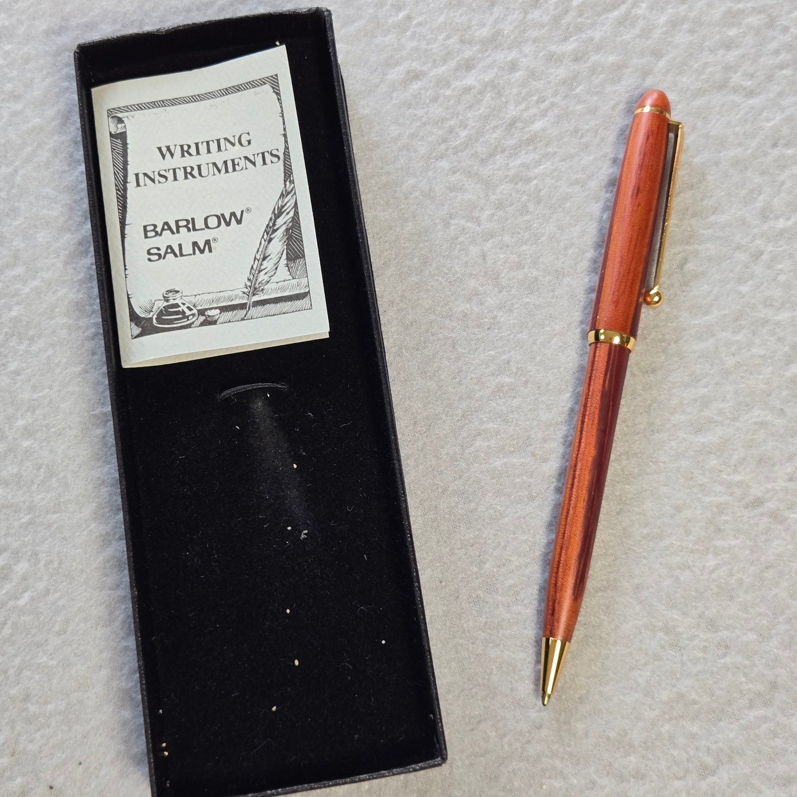 Barlow Salm Ballpoint Pen Unisex OS Brown Wood State Water Heaters Gold Trim Box