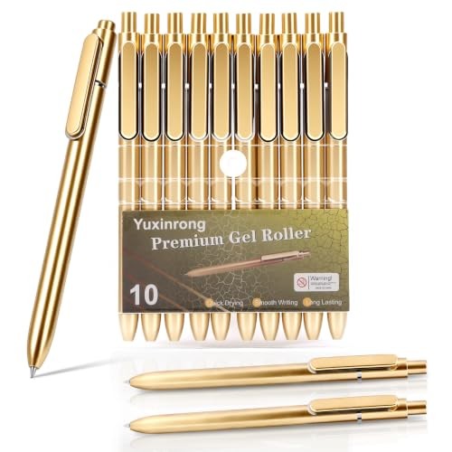 10 Pcs Black Gel Pens 0.5mm Black Gel Ink Pens Bulk Fine Point Quick Gold