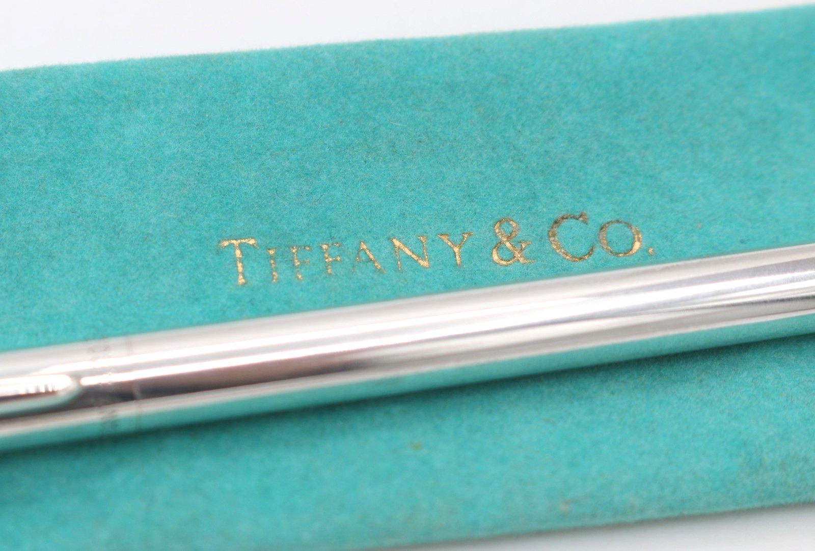 TIFFANY&CO. Sterling Silver 925 Golf Ball Clip Ballpoint Pen w/ Pouch