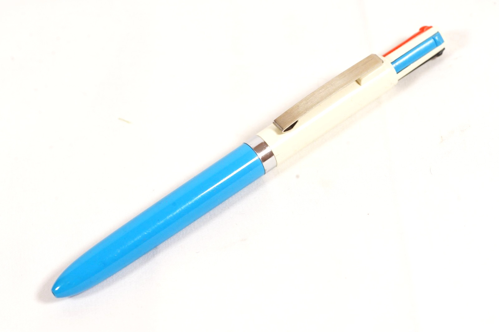 Vintage 4 Color Ballpoint Click Pen Multicolor White & Blue Pen