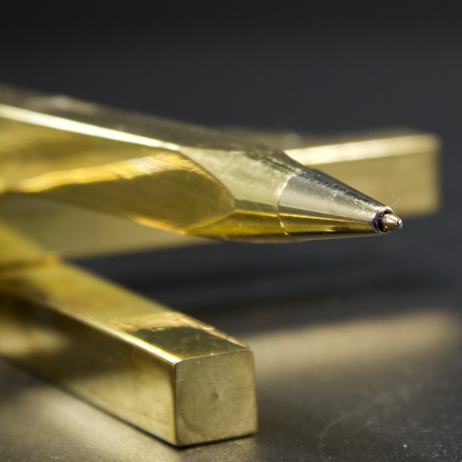 Solid Brass Square Ballpoint Pens Vintage Machined Chamfered Unbranded 5.25″