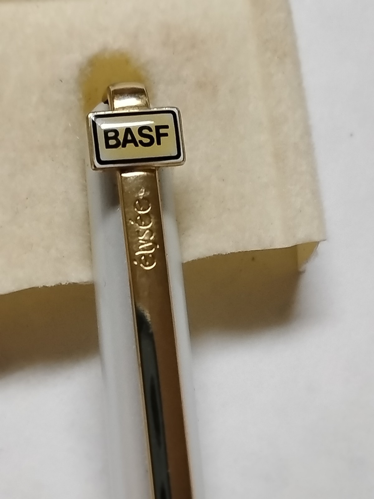 Vintage Elysee Ballpoint Pen Pearl-white-BASF Logo Made in Germany #87