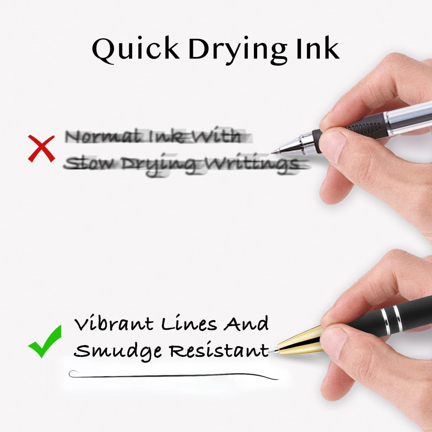 12 Pack Black Gold Ballpoint Pen with Stylus Tip 1.0 Mm Black Ink Smooth Writing