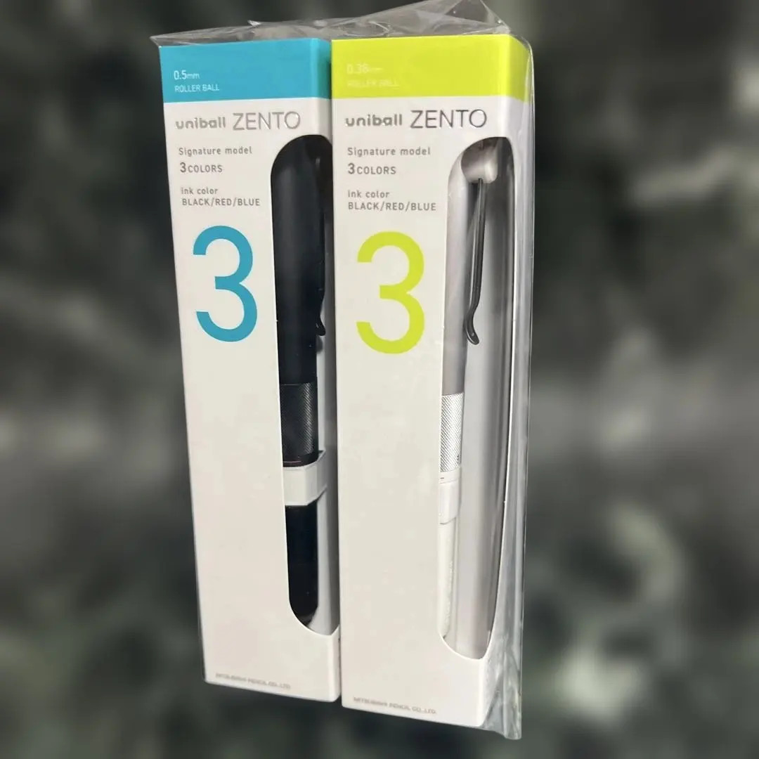 Uni-ball ZENTO Signature Model 3 Color Ballpoint Pen Set 0.5mm & 0.38mm New JP