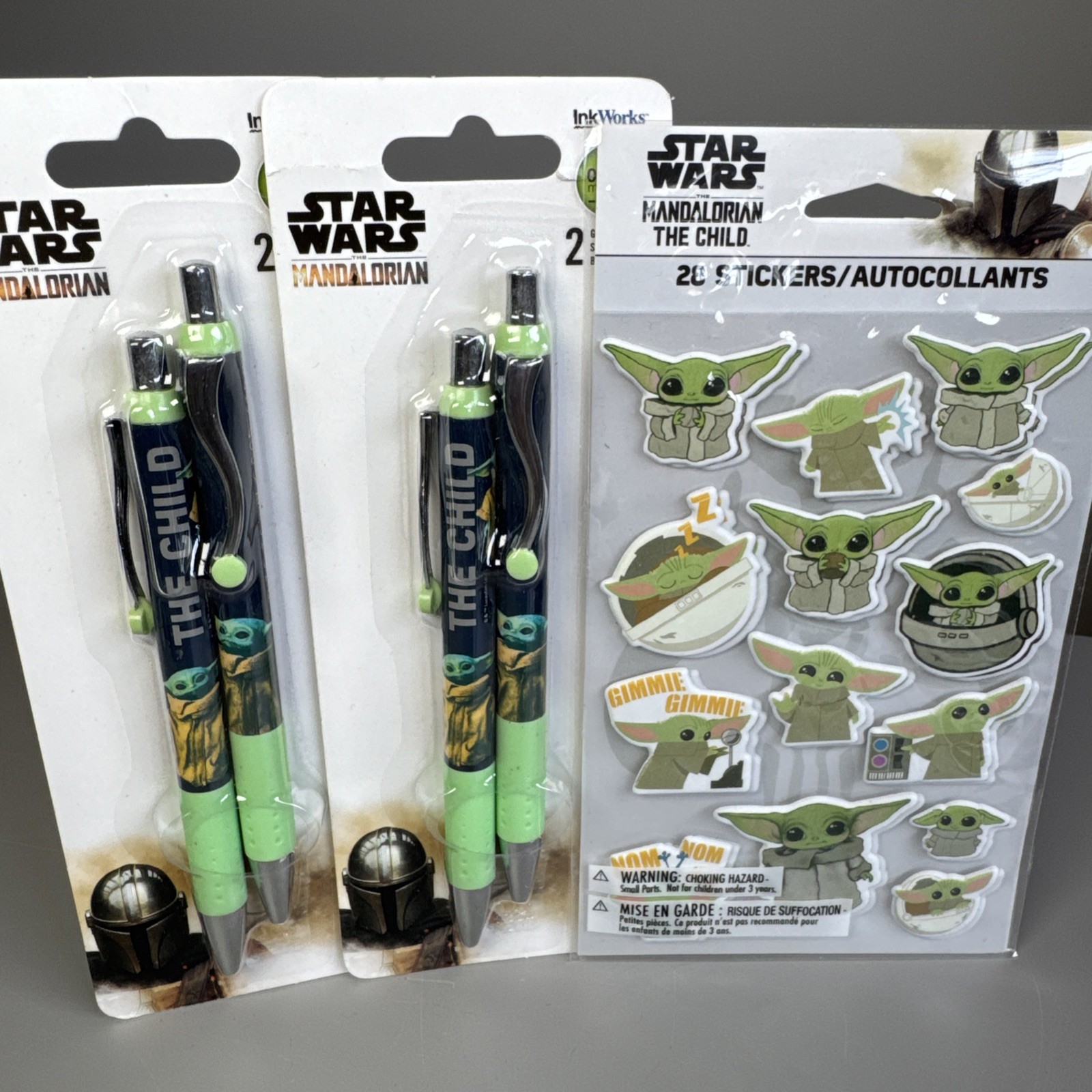 MANDALORIAN The Child GEL PENS & Stickers 2 PK BLACK INK 0.7 mm Ink Works