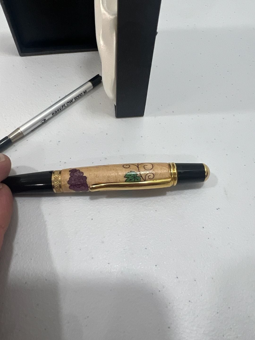 Handcrafted Wine-Themed Wood Ballpoint Pen with Schmidt Refill & Gift Box