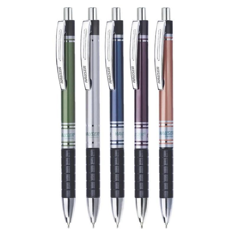 Hauser Cyclone Retractable 0.7Mm Ball Pen Jar Foil Grip Smudge Ink Of 25 Pens