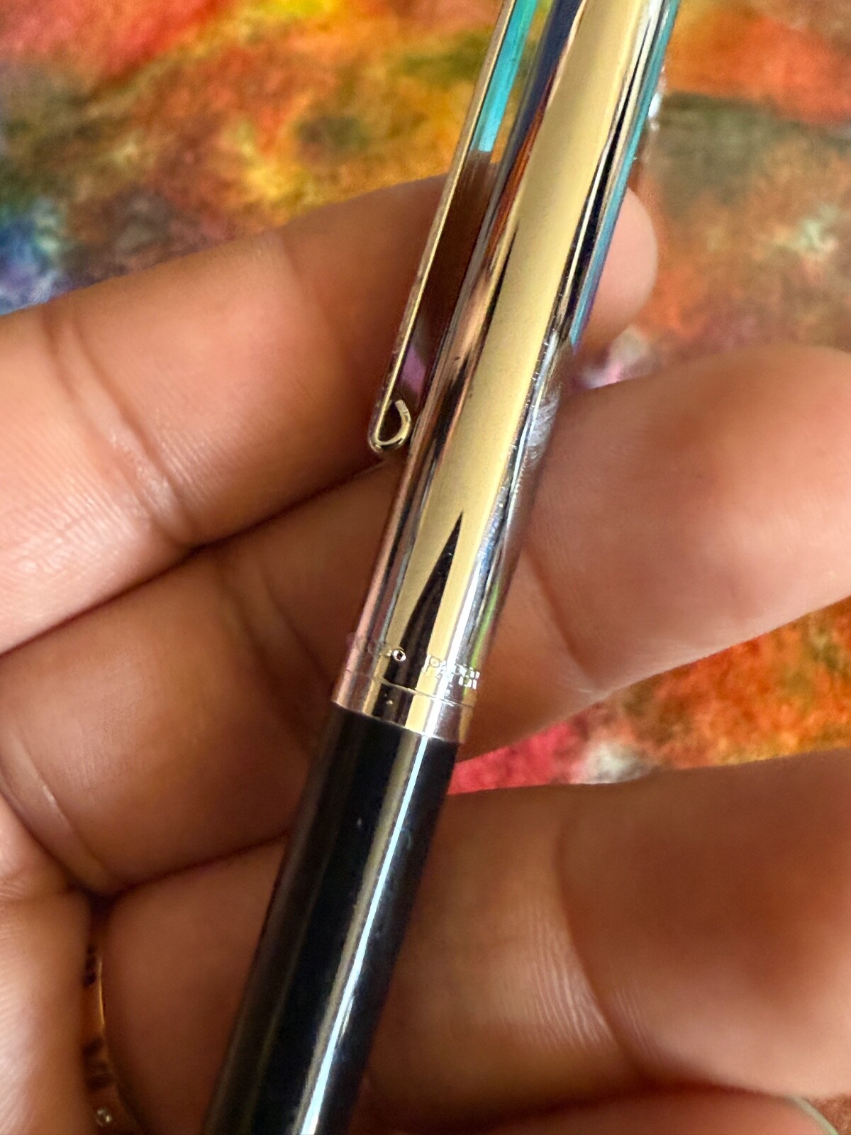 VTG 90s BLACK Paper Mate Double Heart Profile Ball Pen Slim Grip Mexico Blue Ink
