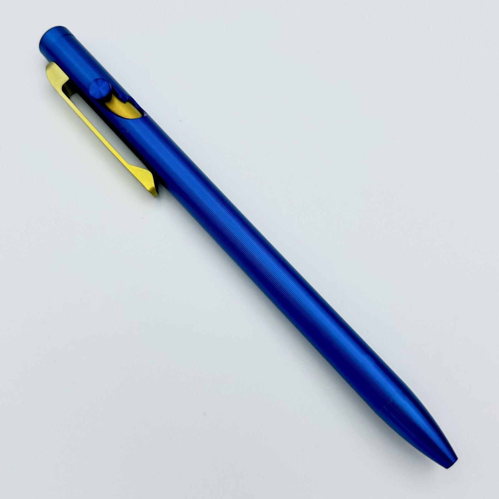 Tactile Turn – Titanium Slim Bolt Action Standard Size Pen Custom Blue & Gold