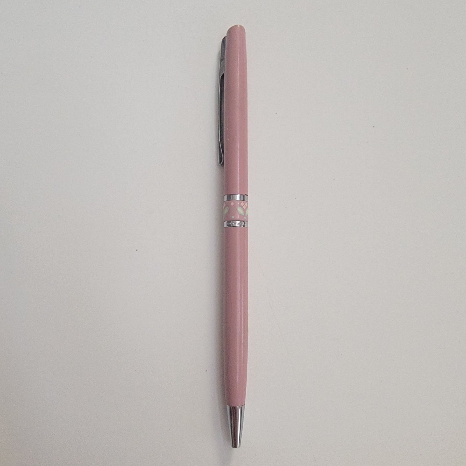 Vintage Hallmark Enamel Mauve Floral Ball Point Pen 1700WP2511 Box Made In USA