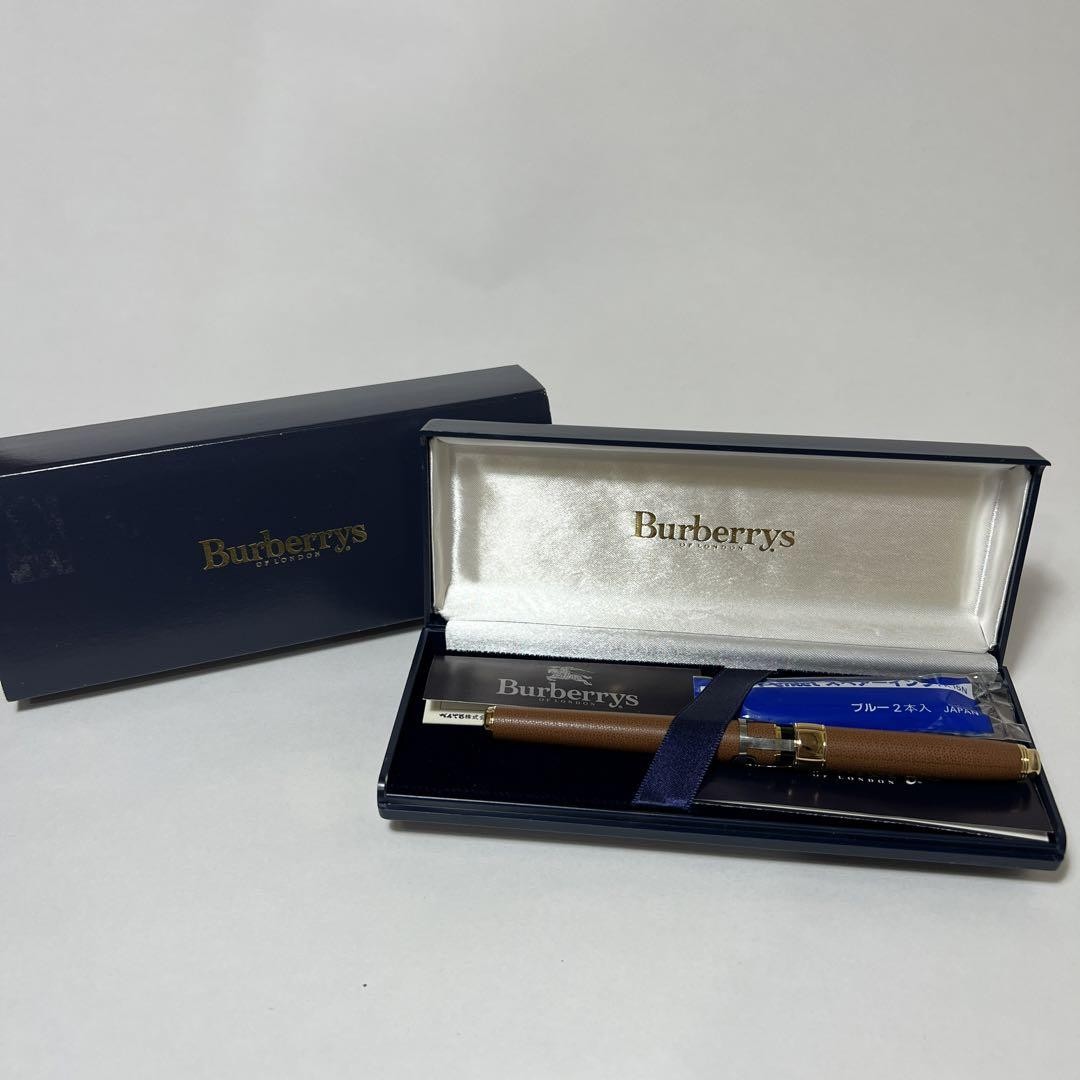 Burberry fountain pen, unused? Leather wrapped, brown 230929