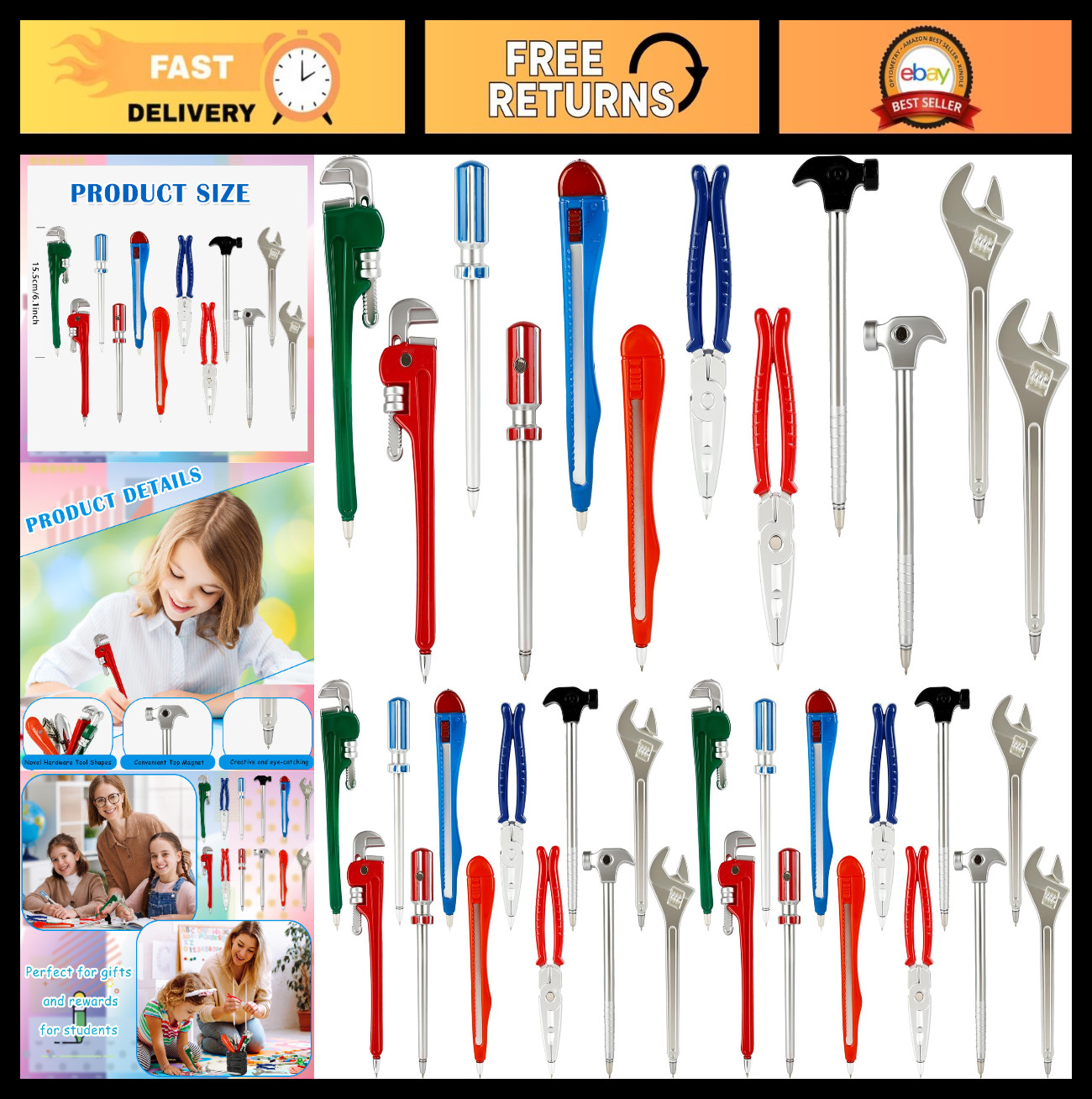 36 Pcs Fun Tool Ballpoint Pens – Novelty Hardware Design for School & Office Sup